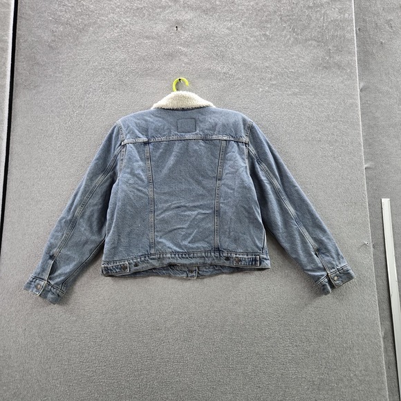 Levi's Women Jacket XL Blue Denim Jean Jacket Sherpa Lined Trucker - Picture 12 of 12